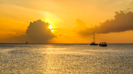 Fototapeta na wymiar Sunset over the Caribbean Sea, Grand Cayman Cayman Islands