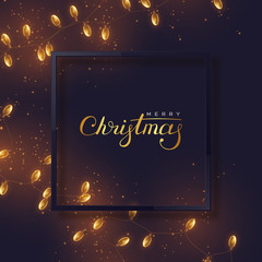 Obraz premium Christmas holiday background. Realistic garlands with glowing lights and frame. Vector illustration.