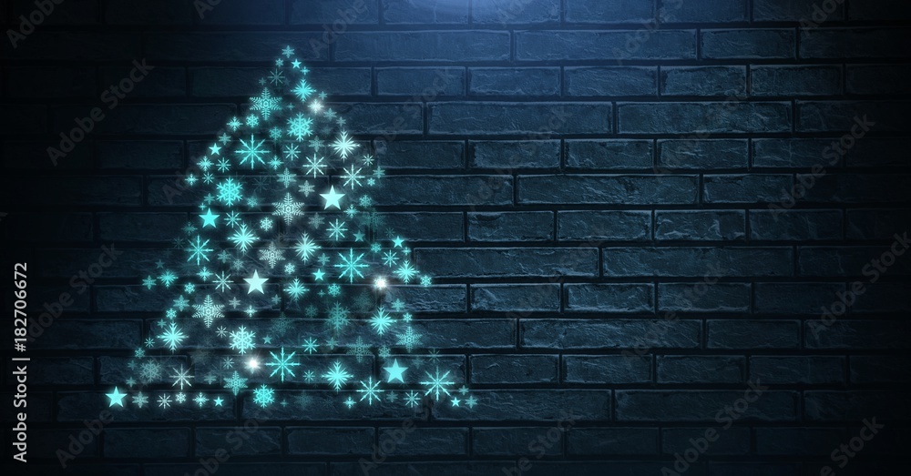 Poster snowflake christmas tree pattern shape