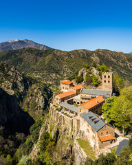 Fototapeta na wymiar Abbey of Saint Martin in the Pyrenees-Orientales Departement of France