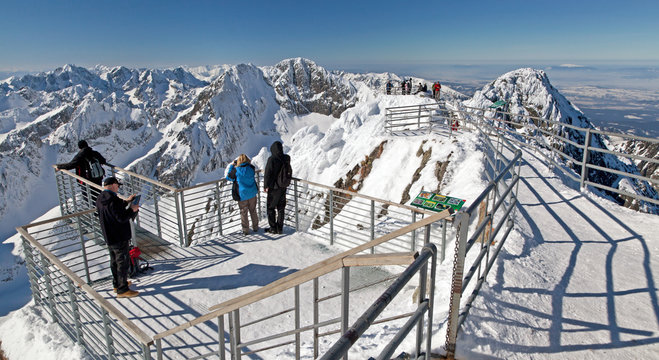 Top of the peak Lomnicky stit in High tatras mountains, Slovakia