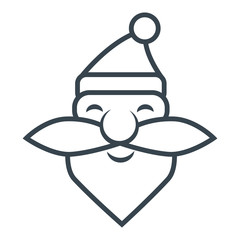 Santa Claus vector line icon. Christmas celebration sign.