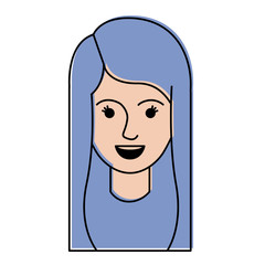 female face with long layered hairstyle in watercolor silhouette vector illustration