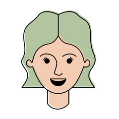 female face with short wavy hair in watercolor silhouette vector illustration