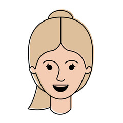 female face with ponytail hairstyle in watercolor silhouette vector illustration