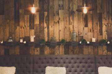 Vintage wooden loft interior of restaurant