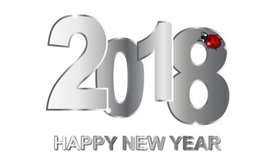 Silvester - Happy New Year Grußkarte (Silber/ Weiß)