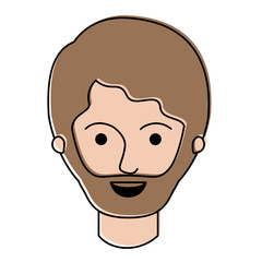 male face with short hair and beard in watercolor silhouette vector illustration