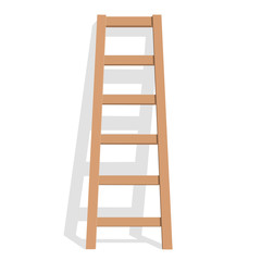 Realistic wooden ladder on a white background. Vector Illustration - 182710654