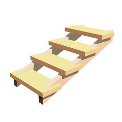 Realistic wooden ladder on a white background. Vector Illustration