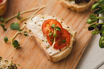 Variety of healthy vegetarian sandwiches