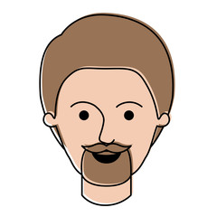 male face with short hair and goatee beard in watercolor silhouette vector illustration