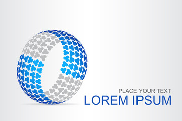 Logo stylized spherical surface with abstract shapes