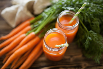 Fresh organic carrot juice