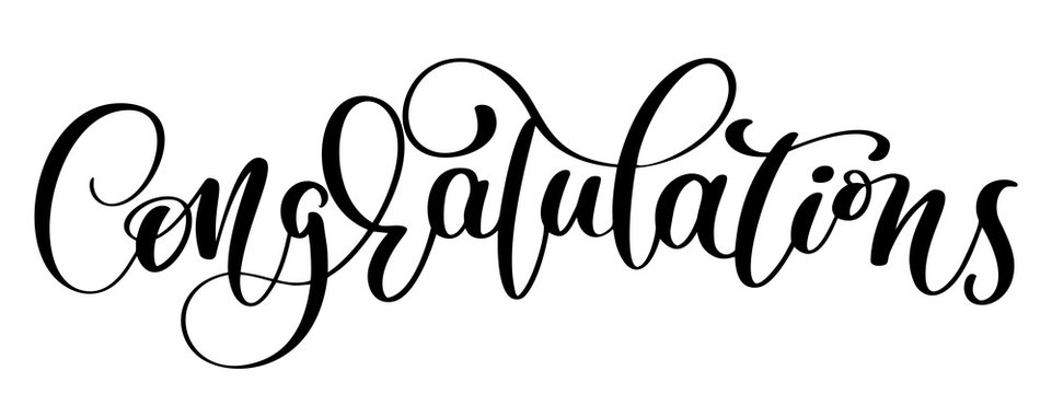 Congratulations Hand lettering Calligraphic greeting inscription. Vector handwritten typography
