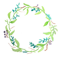 Water colour floral wreath painting