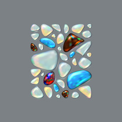Realistic vector picture Gemstones. Opal, Turquoise, Sardonyx, Adularia, Moonstone.
