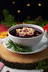 Christmas borscht with dumplings