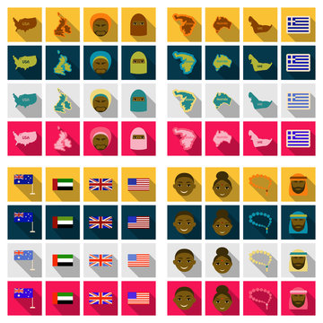 Flat Round Icons of All World Flags. Ultimate Vector Collection.