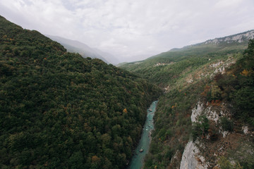 Beautiful view over tara river in montenegro landscape