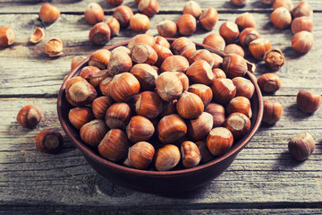 Group of hazelnuts