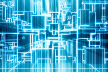Abstract blocks background. light line, 3d rendering
