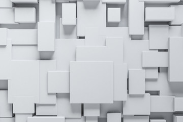 Abstract White blocks background. Grunge surface, 3d rendering