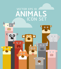 animal face icon set