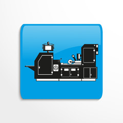 Industrial equipment in production. Machine. Vector icon in black and white on a specific background.