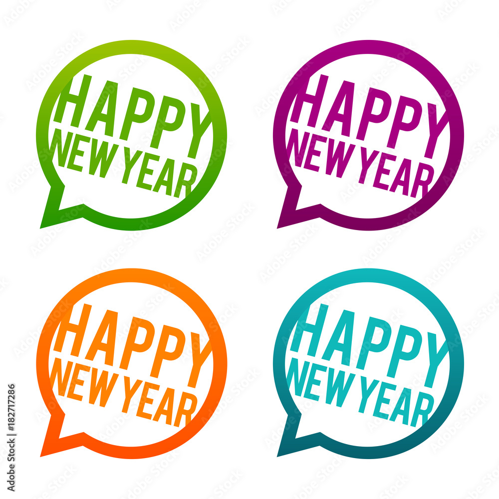 Poster happy new year round buttons. circle eps10 vector.
