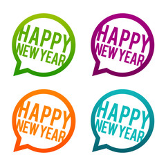 Happy new Year round Buttons. Circle Eps10 Vector.