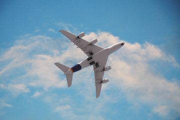 Airplane in the sky , background for traveling and holiday, domestic or international flight. 3d illustration.