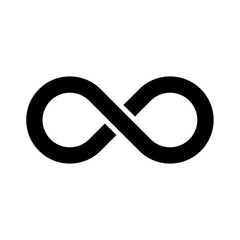 Black infinity symbol icon. Simple flat vector design element.