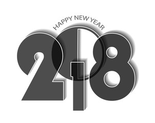New Year 2018 concept on white background. Vector illustration