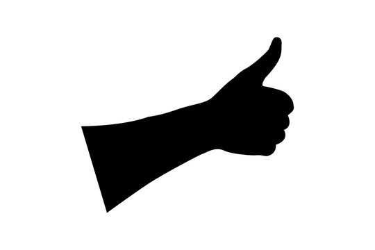 Hand - thumb up - vector illustration - black and white