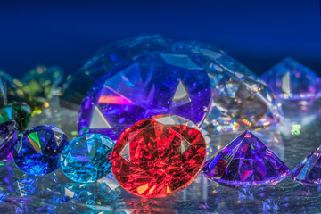 gemstones are showing on rotating platform.