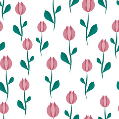 Seamless background with tulips.