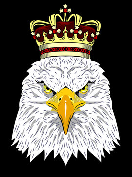 Portrait of an eagle with a golden crown on his head