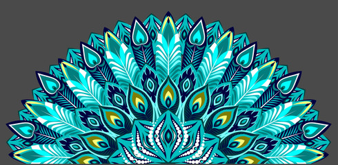 Peacock open tail fan