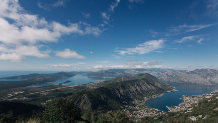 Panorama from 2km high of kotor bay in montenegro