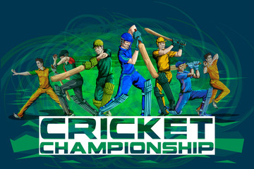 Concept of sportsman playing Cricket match sport