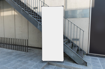 Large blank billboard on a street wall, banners with room to add your own text