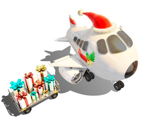 Christmas airplane and presents ready to be delivered