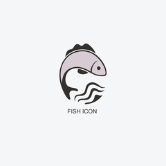 Fish logo template for design. Icon of seafood restaurant. Illustration of graphic flat style