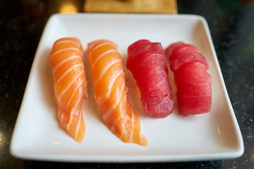 Salmon and Tuna Sushi, Japanese food