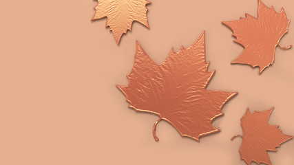 abstract orange maple-leaf minimal nature background 3d rendering
