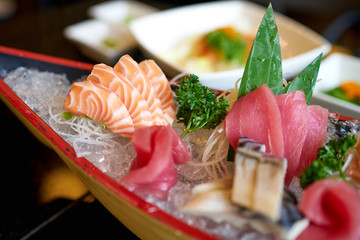 Salmon and Tuna Sashimi, Japanese food