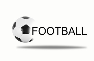 Soccer ball with the word football against a white background