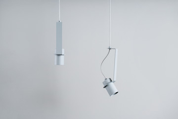 Hanging metal gray lamps