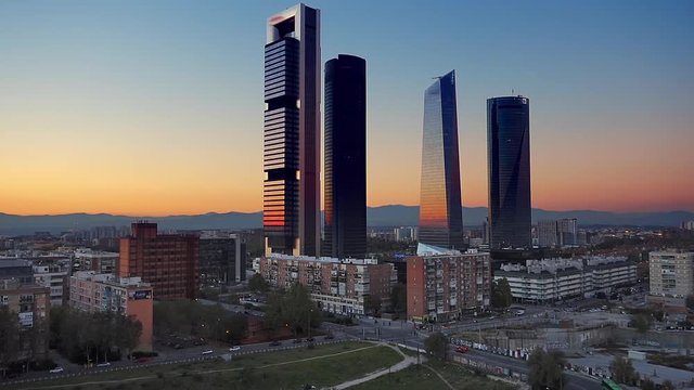madrid skyscrapers at sunset four towers cuatro torres